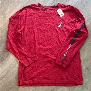 NWT Nautica Men's Red Crew Neck Long Sleeve Tee XXL